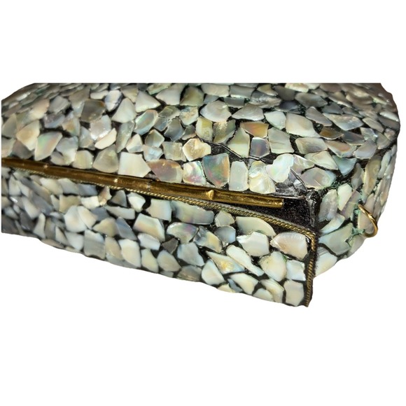 Ramla Porte-Moi Clutch Moroccan Mosaic Pearl/Turquoise Gold‎ Handmade NEW